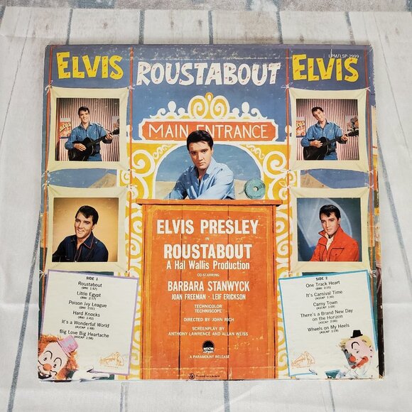 Vintage 1964 Elvis Presley Roustabout Movie Soundtrack Vinyl Album Paramount - Picture 5 of 16